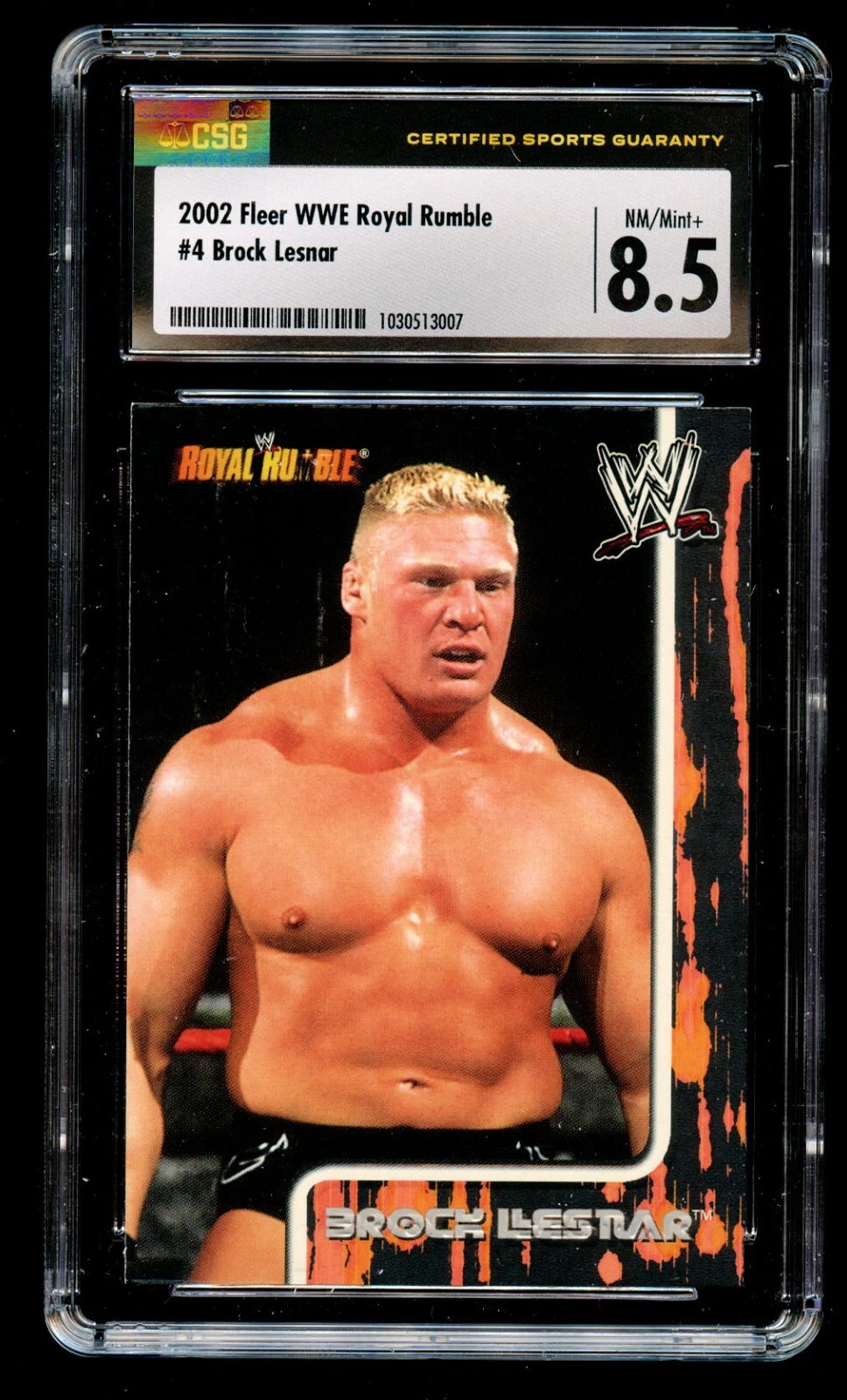 Brock Lesnar #4 Fleer WWE Royal Rumble 2002 Wrestling Trading Card CSG 8.5