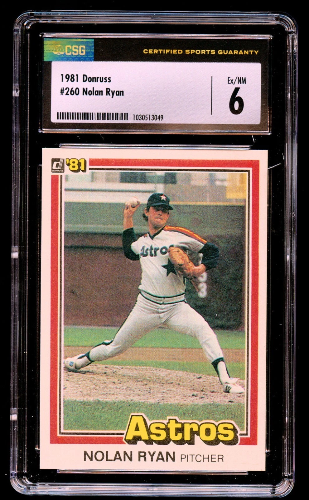 Nolan Ryan #260 Donruss 1981 Houston Astros Baseball Trading Card CSG 6