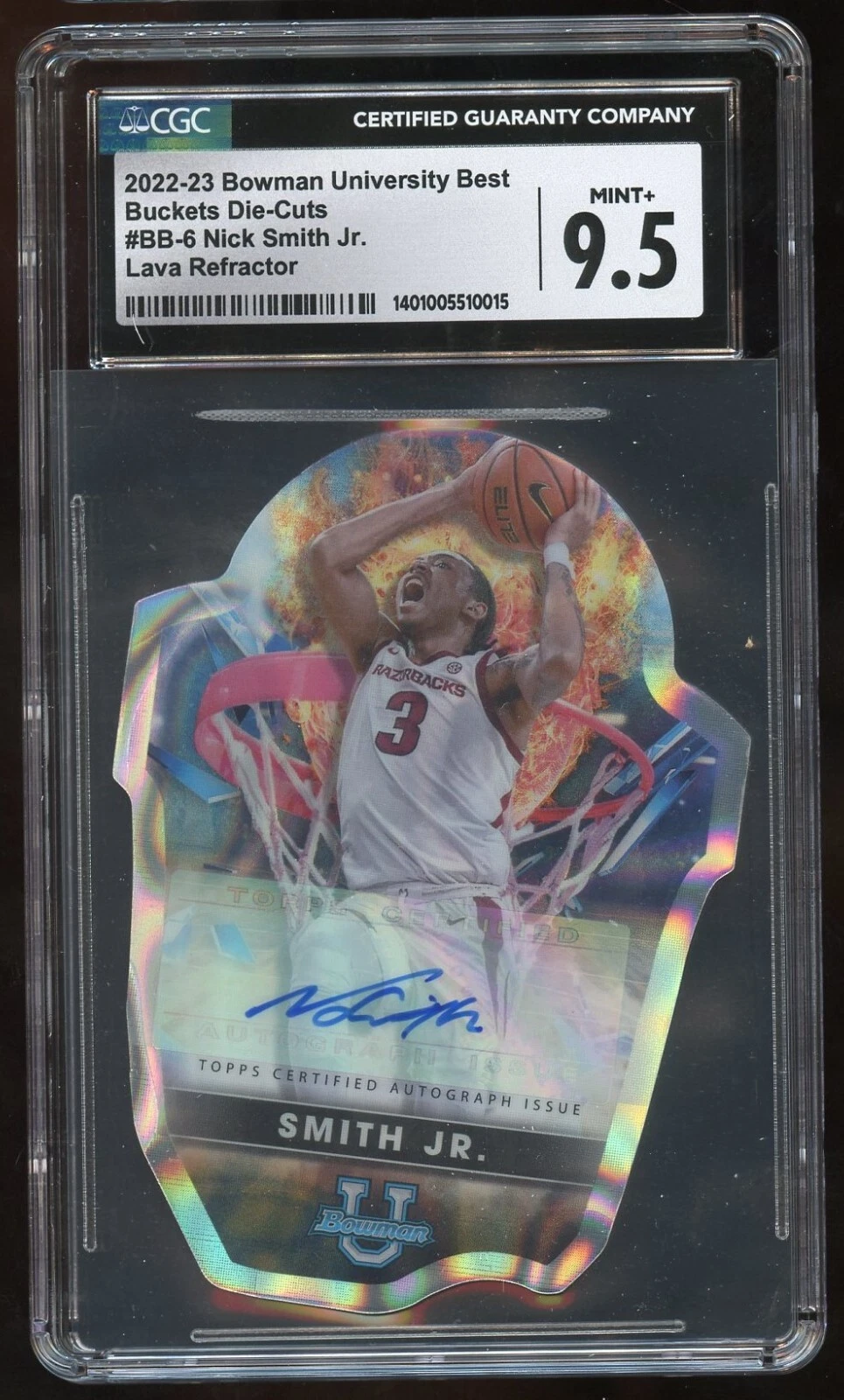 Nick Smith Jr #BB-6 2022-23 Bowman University Buckets Die-Cuts Refractor CGC 9.5