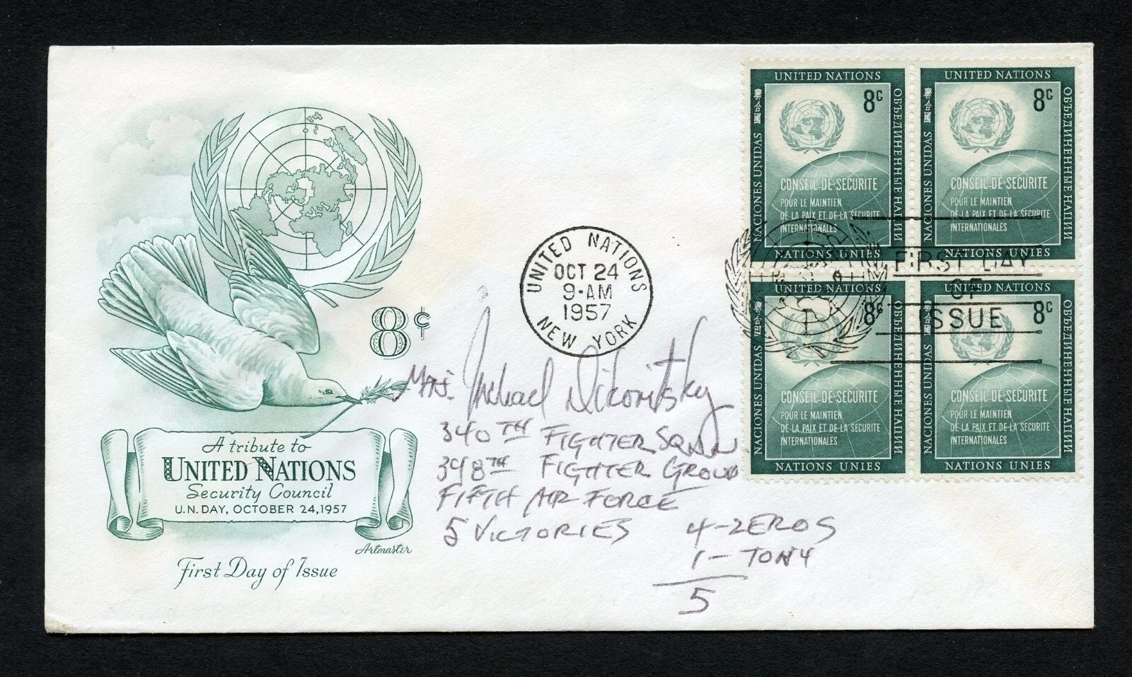 Michael Dikovitsky d2011 signed autograph auto First Day Cover WWII ACE USAAF