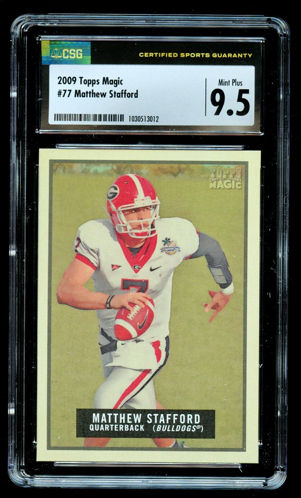 Matthew Stafford #77 Topps Magic 2009 Georgia Bulldogs Football Card CSG 9.5
