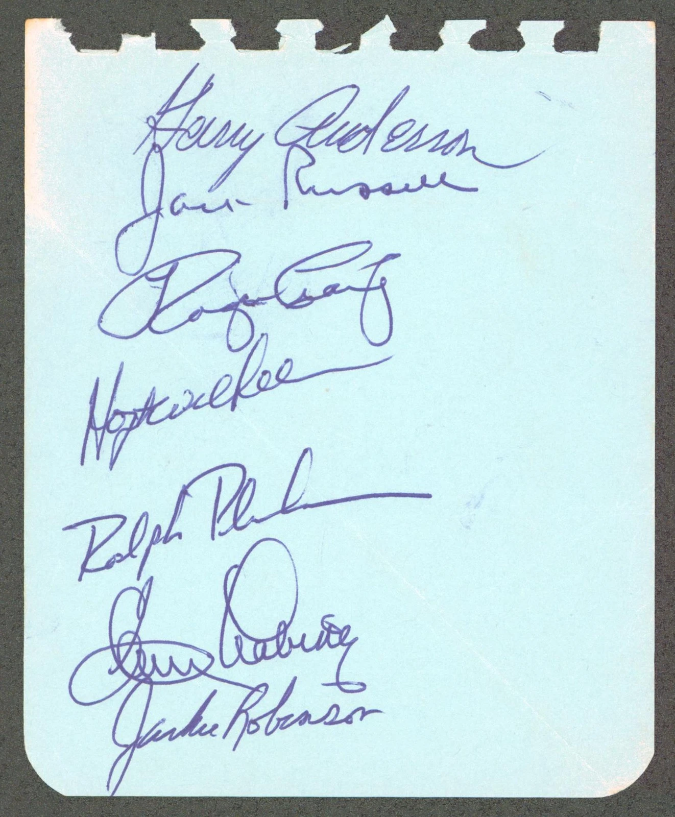 1950s Dodgers Jackie Robinson, Hoyt Wilhelm, +5 Signed Album Page JSA #ZZ21264