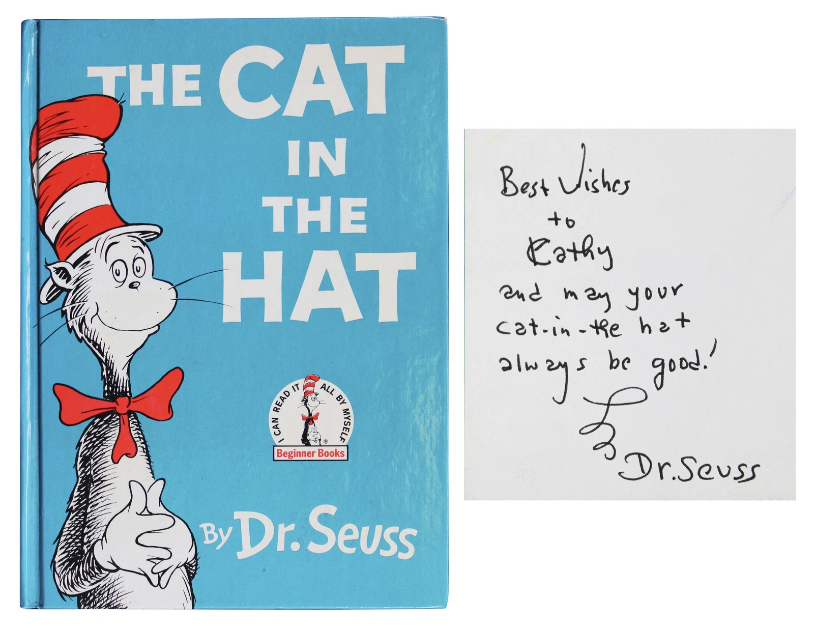 DR. SEUSS “BEST WISHES” SIGNED THE CAT IN THE HAT HARDCOVER BOOK BAS #AE13957 COLLECTIBLE MEMORABILIA
