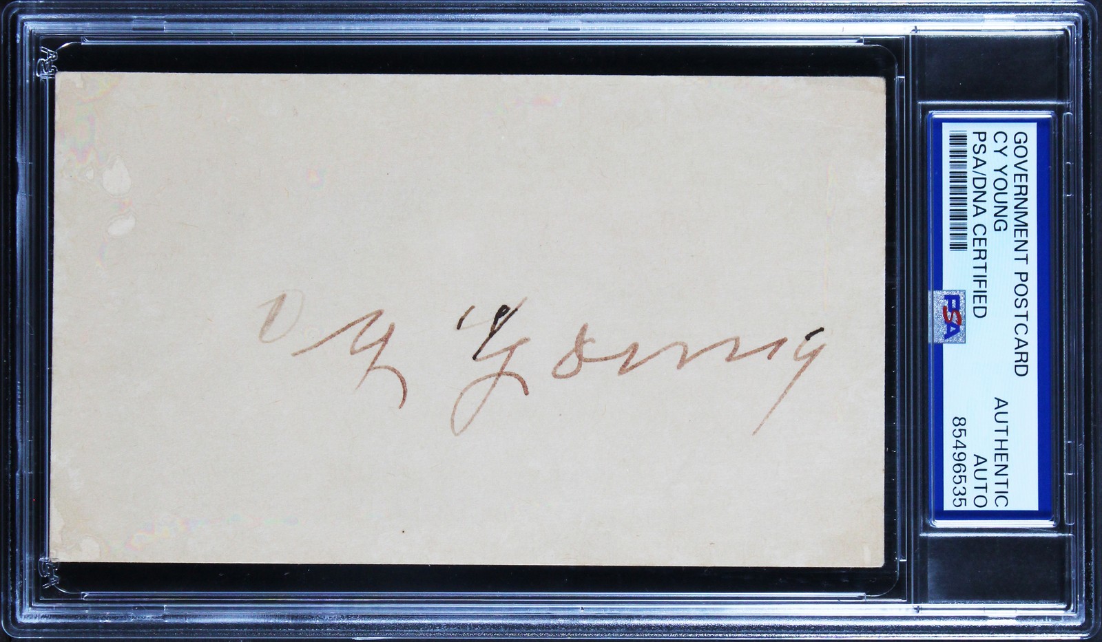 Indians Cy Young Authentic Signed 3.25x5.5 Government Postcard PSA Slabbed