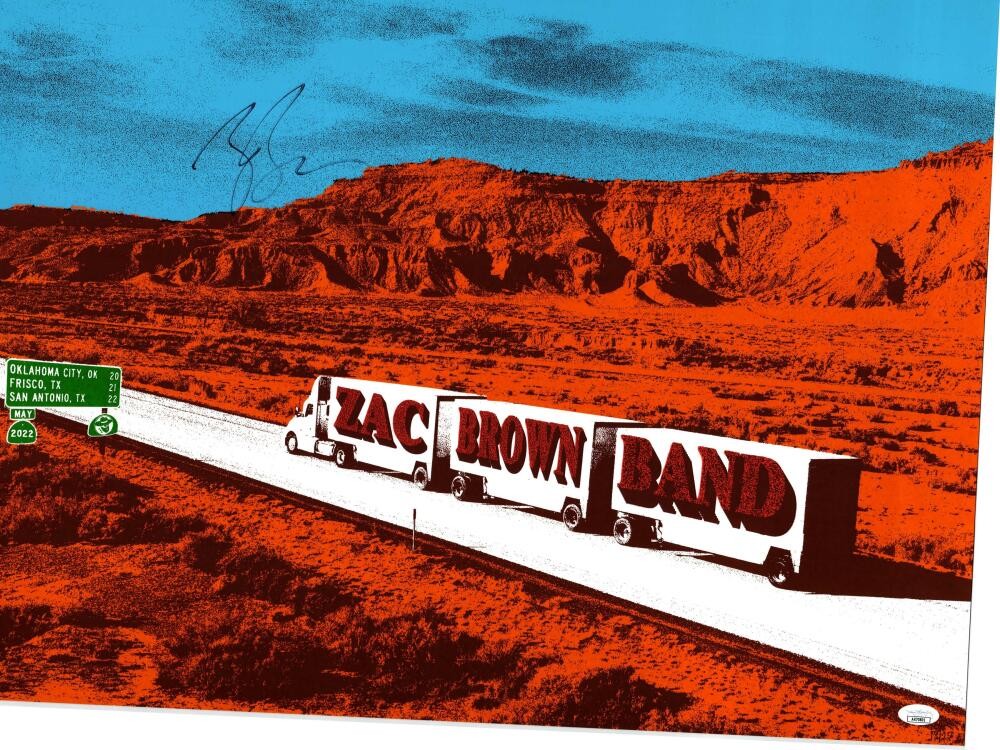 Zac Brown Signed Autograph 18x24 Concert Tour Poster Texas 2022 - Band JSA COA