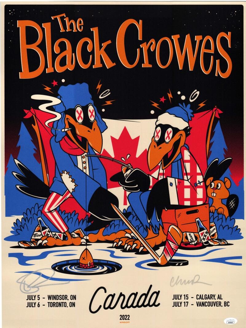Chris & Rich Robinson Signed Autograph 18x24 Black Crowes Concert Poster JSA COA