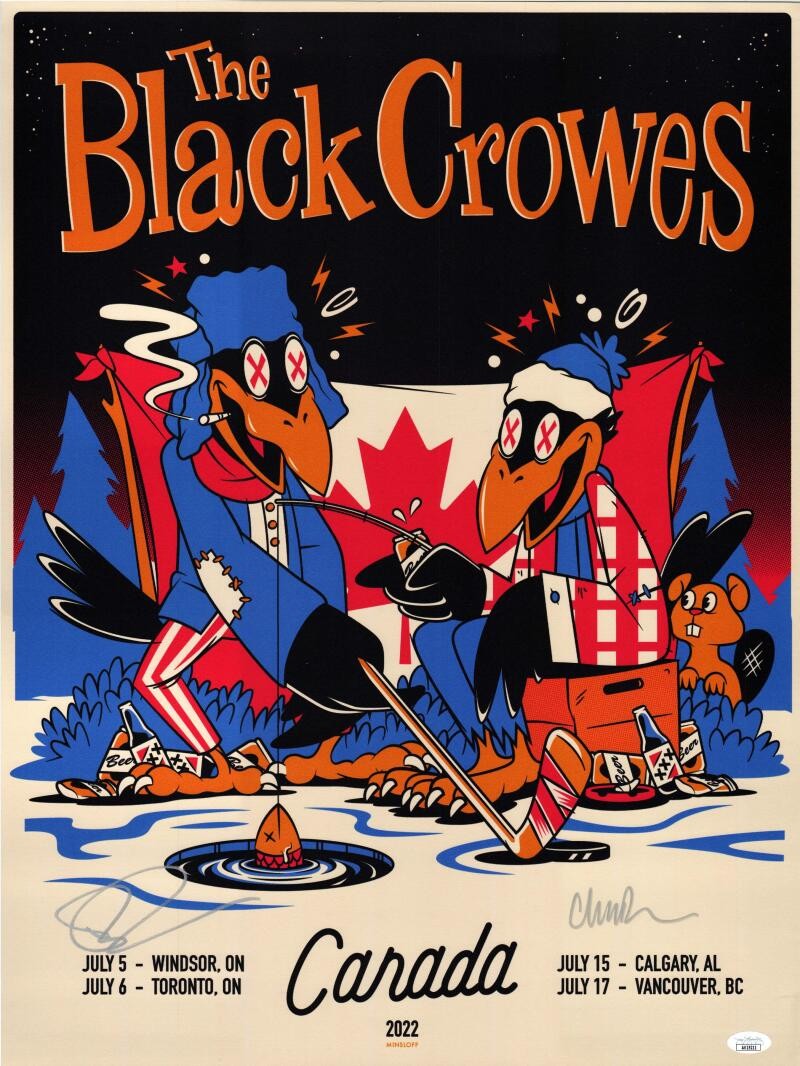 Black Crowes Dual Signed Autograph 18x24 Concert Tour Poster Canada 2022 JSA B