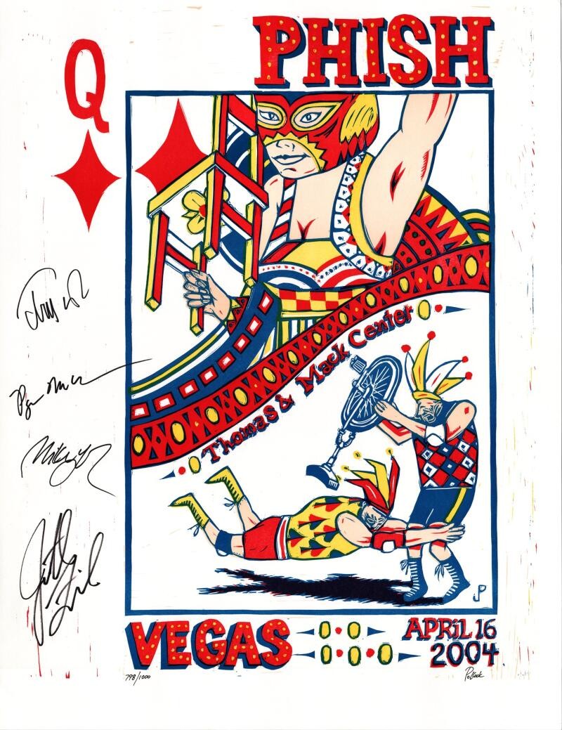 Phish Band Signed Autograph 26x20 Las Vegas Pollock 2004 Tour Poster Beckett COA