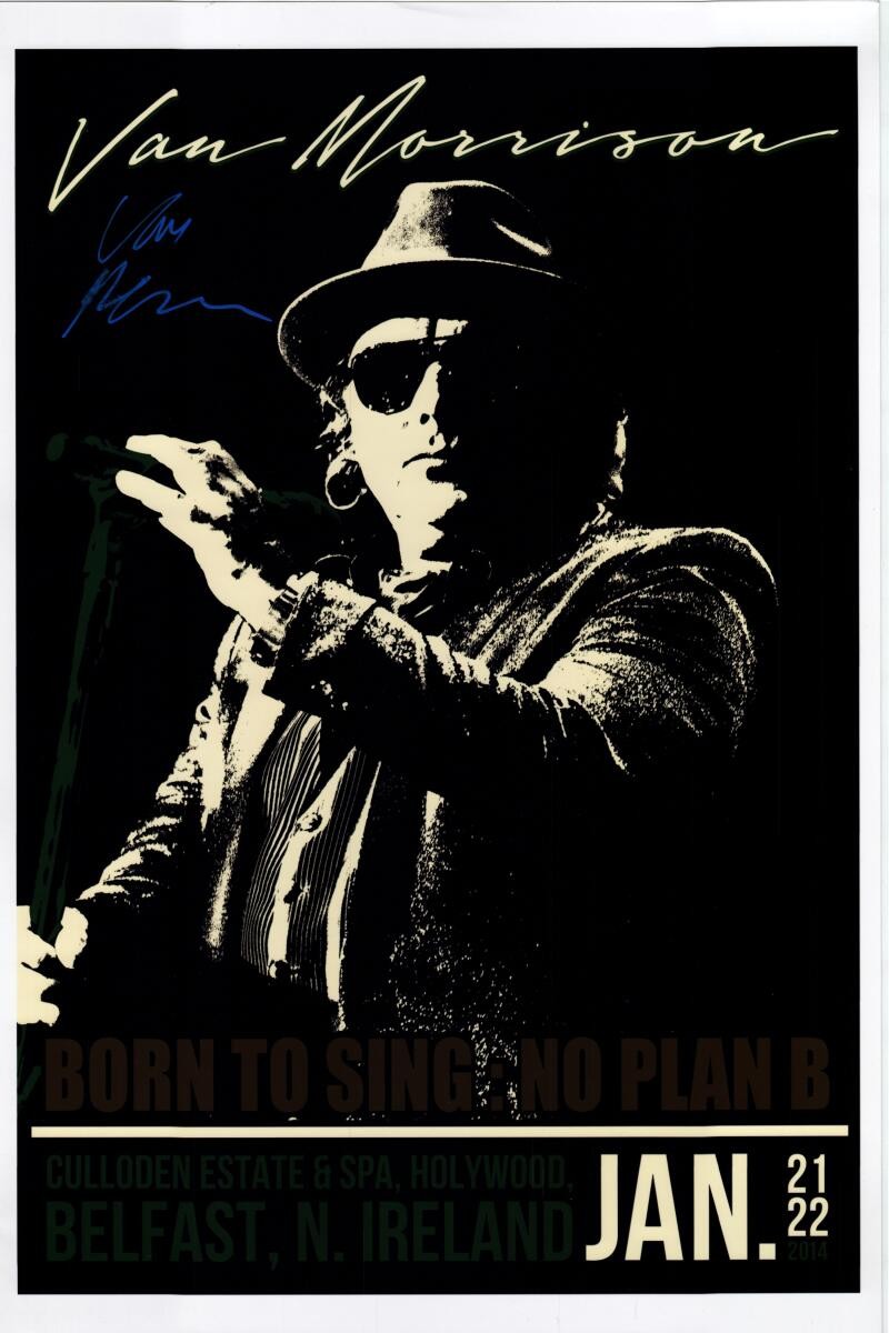 Van Morrison Signed Autograph 12x18 Belfast Rare Tour Concert Poster Beckett COA