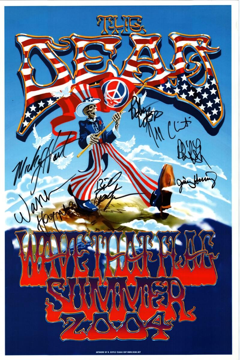 Grateful Dead Hart Weir Lesh Signed Autograph 12x18 Concert Poster Beckett 7x