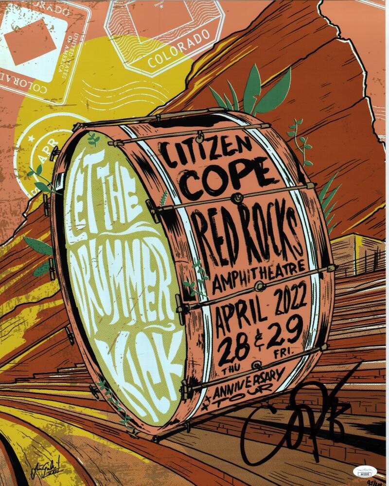 Citizen Cope Signed Autograph 16x20 Red Rocks 2022 Concert Tour Poster JSA COA B