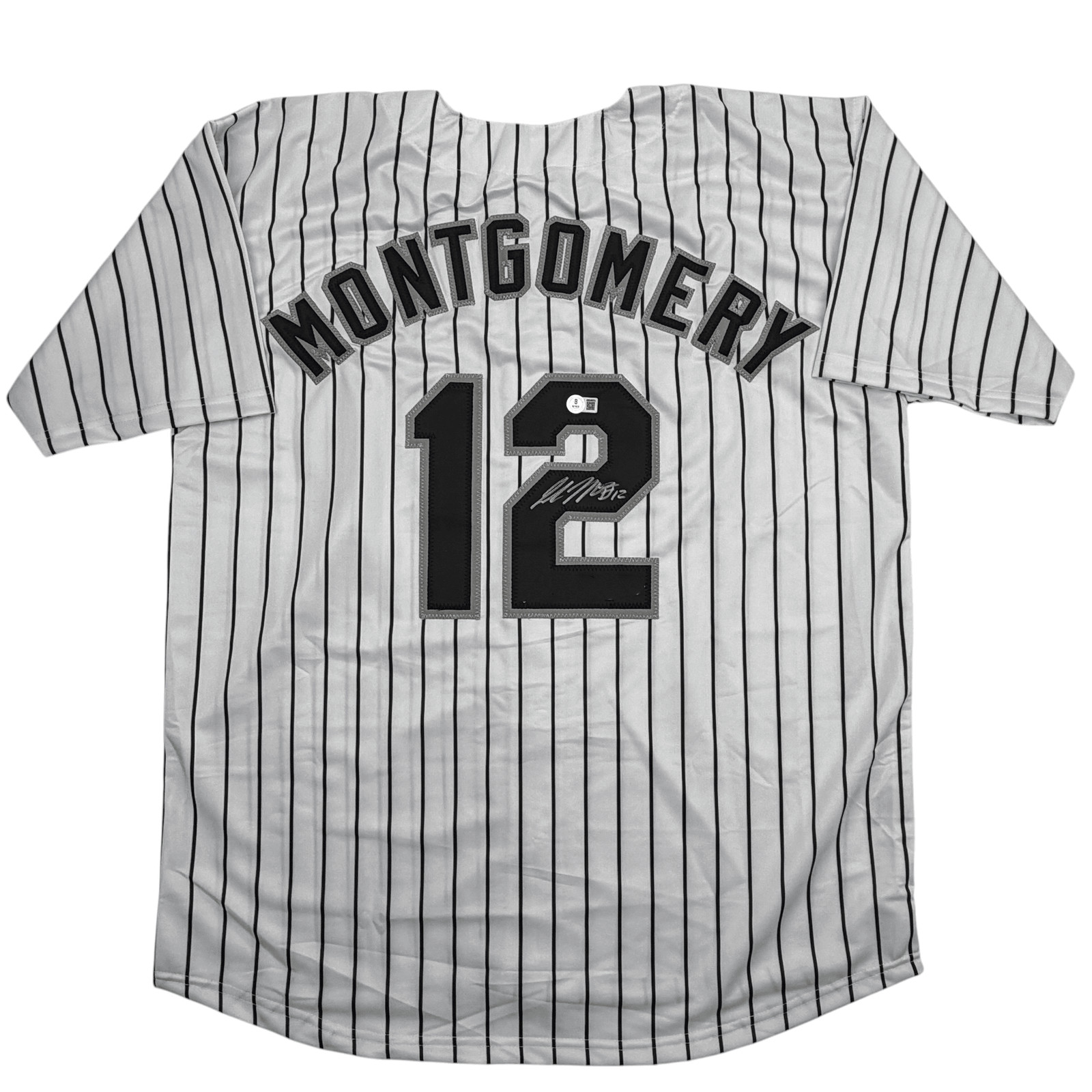 Autographed/Signed Colson Montgomery Chicago Pinstripe Jersey Beckett BAS COA