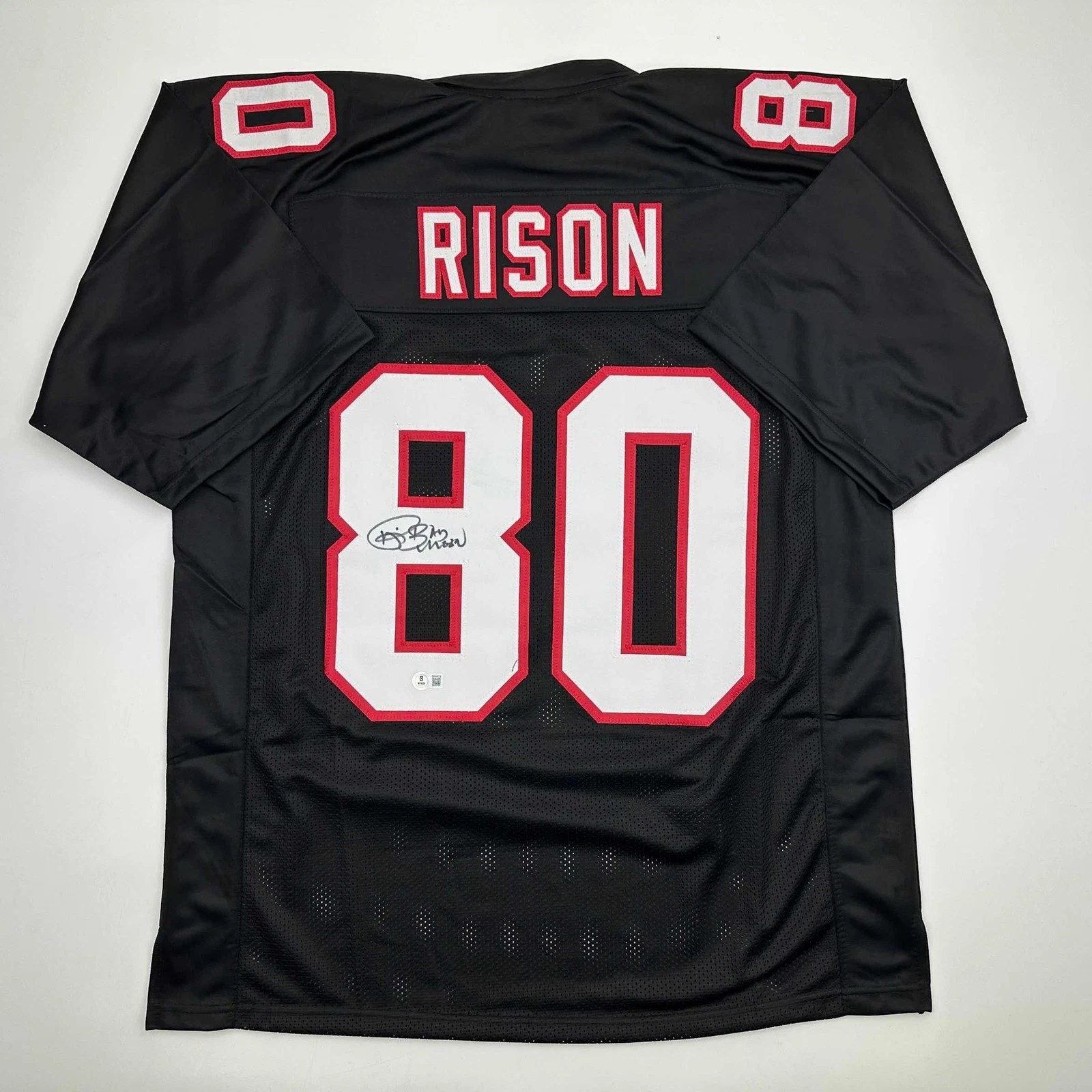 Autographed/Signed Andre Rison Atlanta Black Jersey Beckett BAS COA