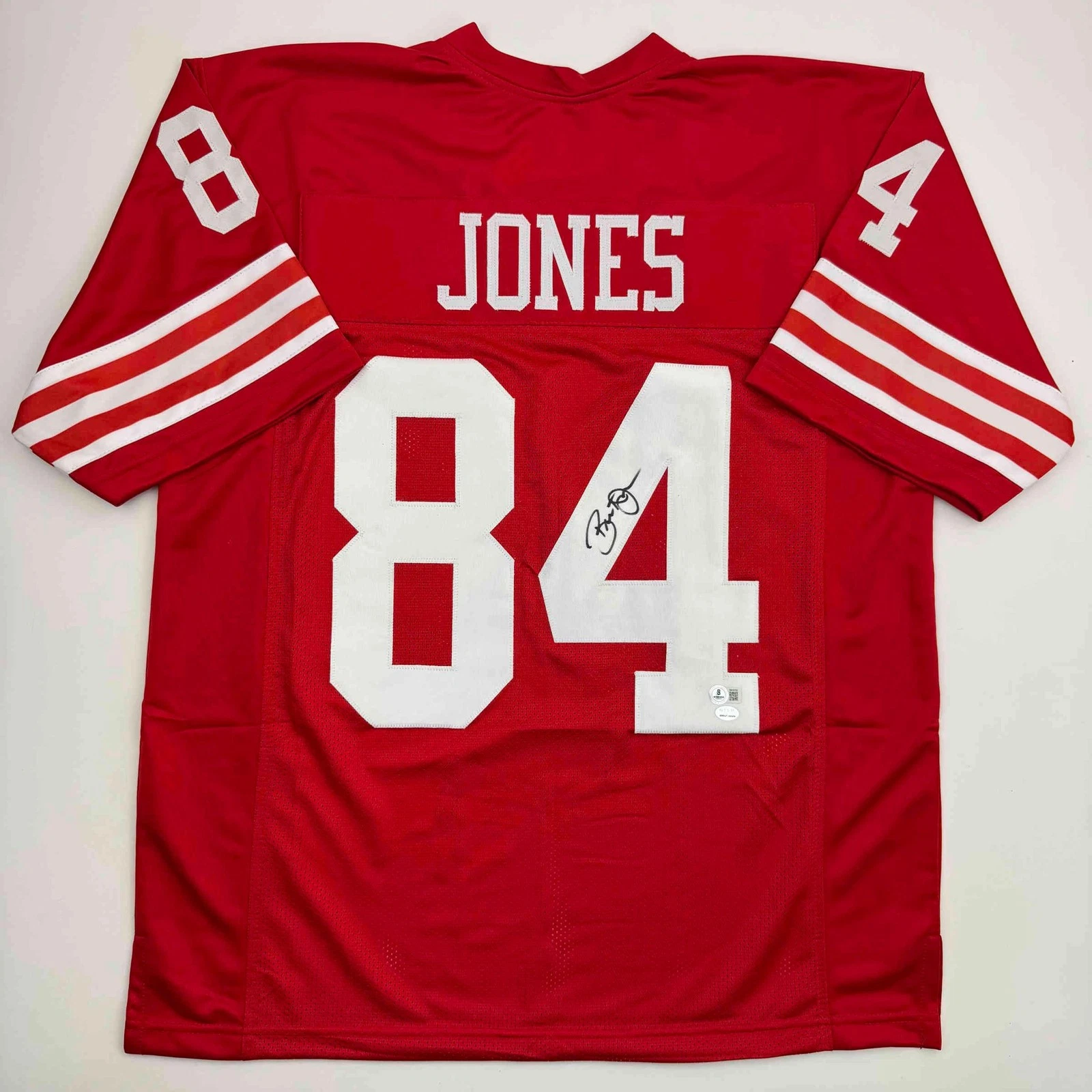 Autographed/Signed Brent Jones San Francisco Red Jersey Beckett BAS COA