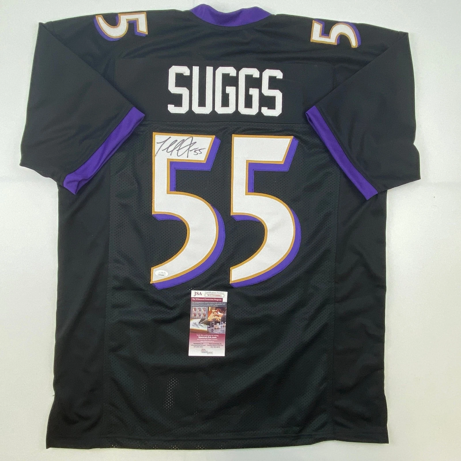 Autographed/Signed Terrell Suggs Baltimore Black Jersey JSA COA Auto