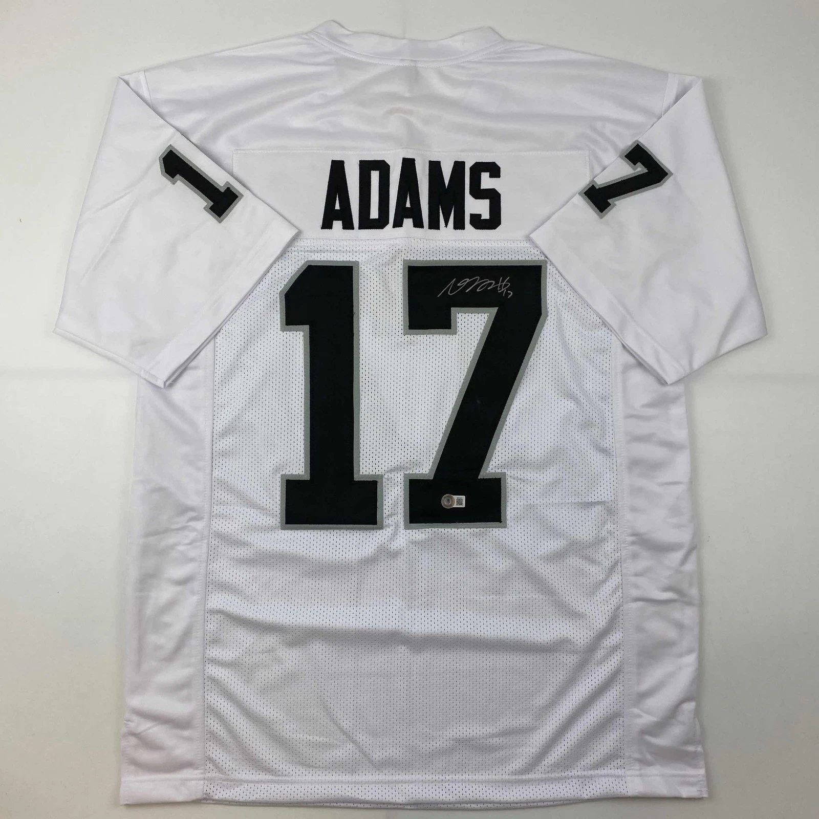Autographed/Signed Davante Adams Las Vegas Oakland White Jersey Beckett COA