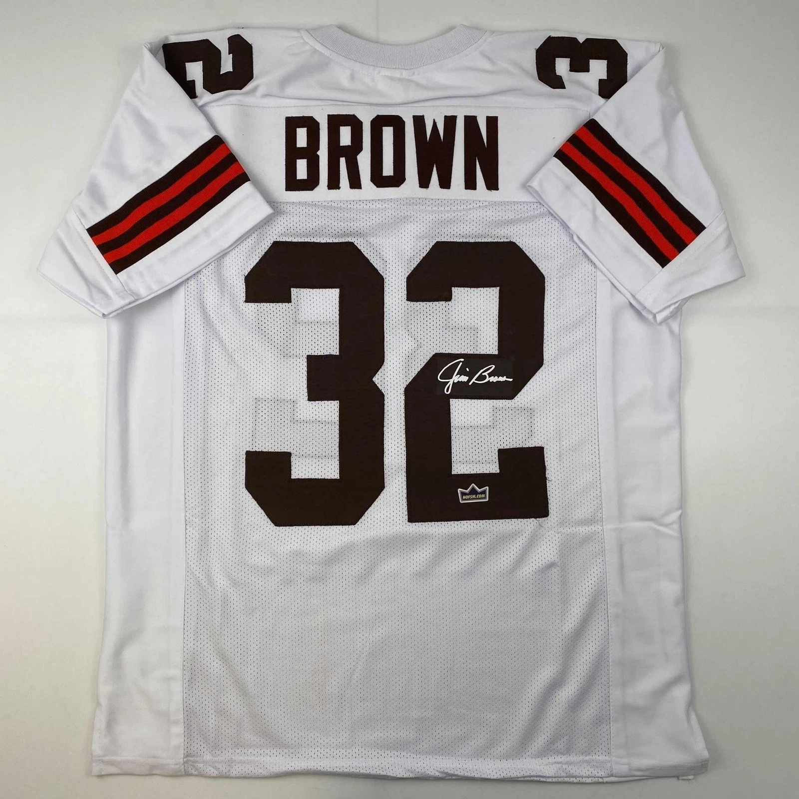 Facsimile Autographed Jim Brown Cleveland White Jersey Size Men's XL