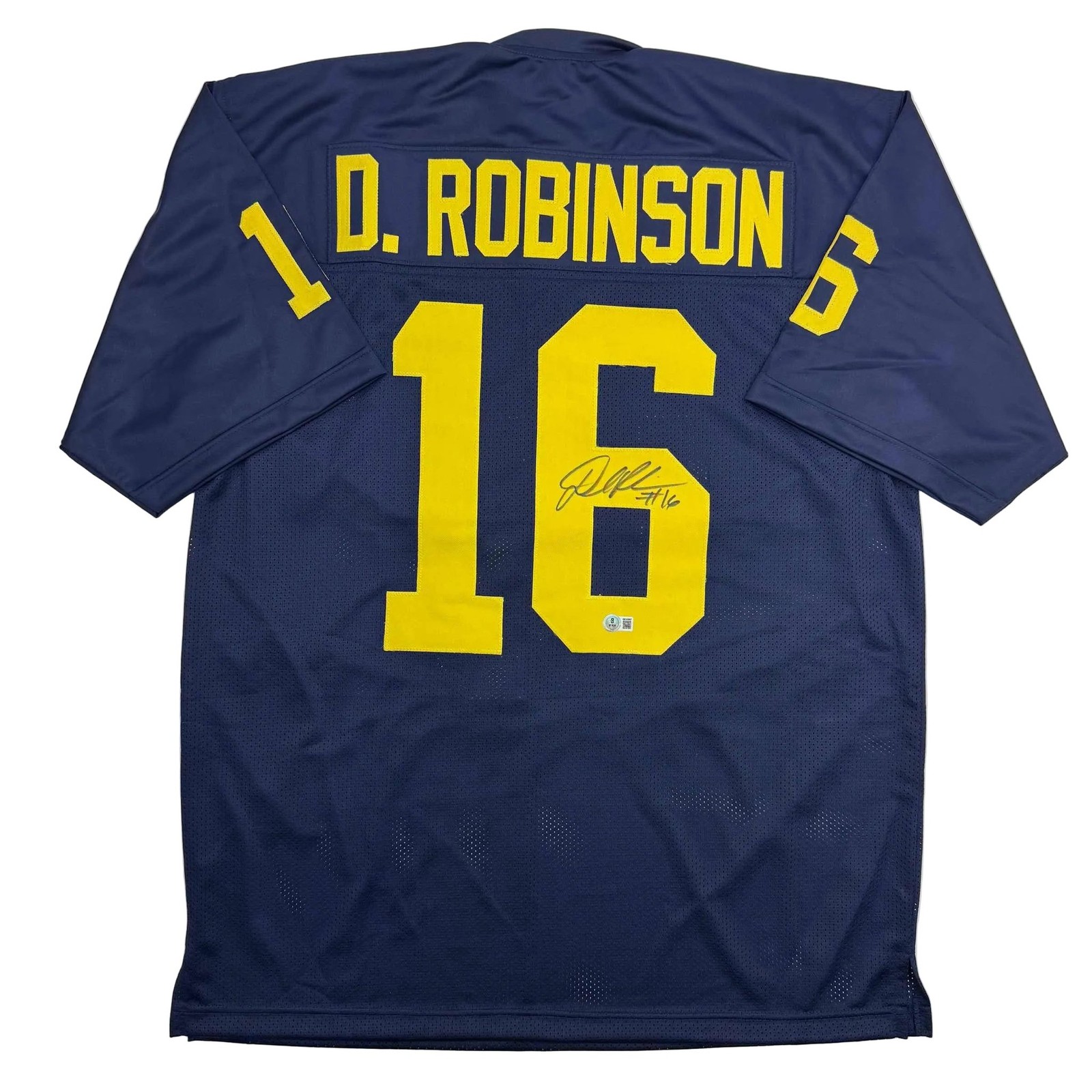 Autographed/Signed Denard Robinson Michigan Blue Jersey Beckett BAS COA