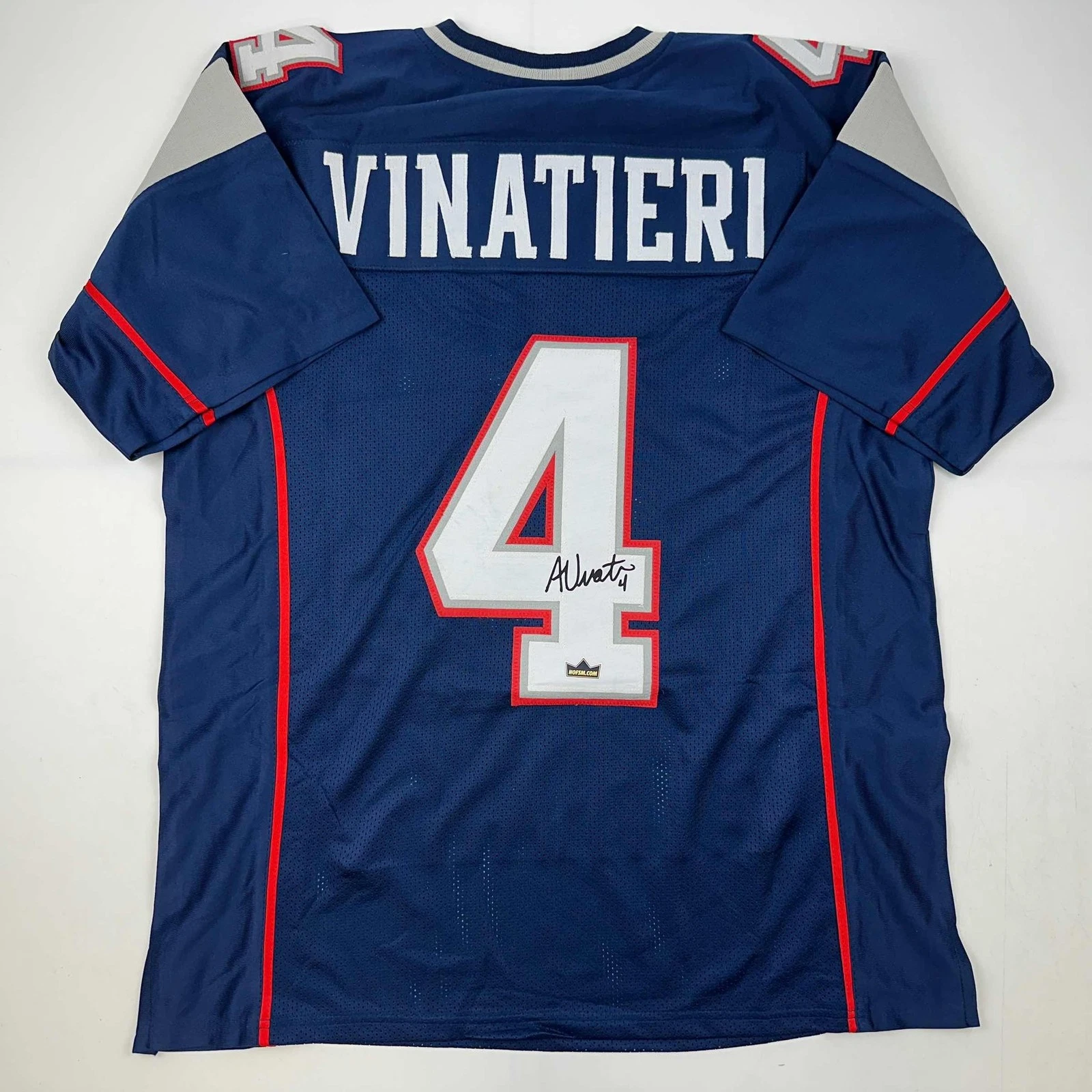 Facsimile Autographed Adam Vinatieri New England Blue Jersey Men's XL