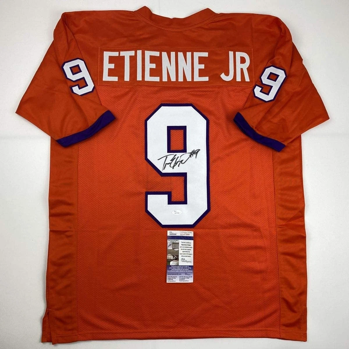 Autographed/Signed TRAVIS ETIENNE Clemson Orange College Jersey JSA COA