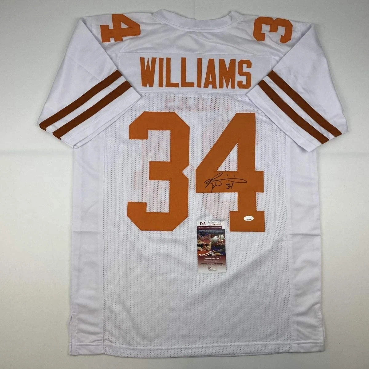 Autographed/Signed Ricky Williams Texas White College Jersey JSA COA