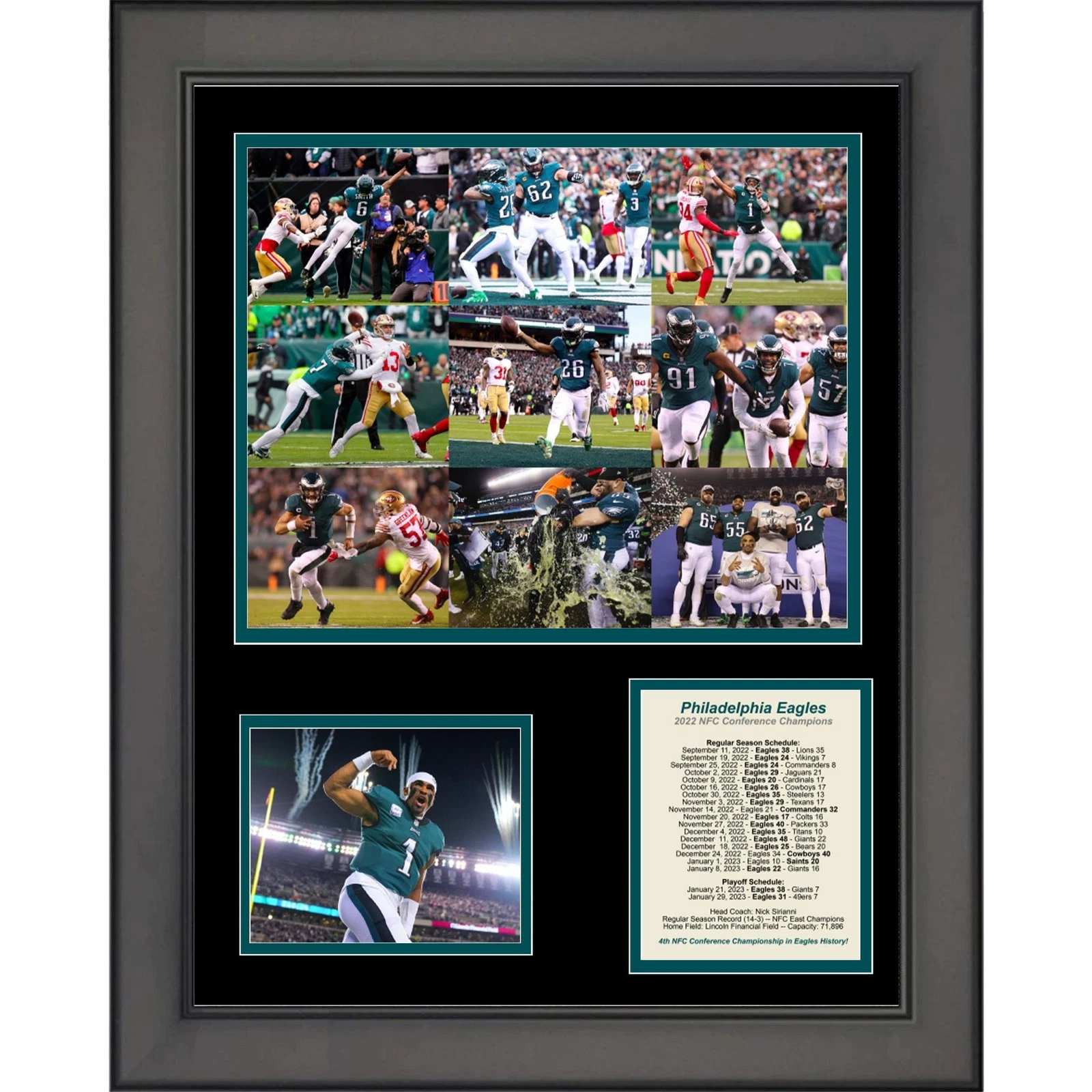 Framed Philadelphia Eagles 2022 NFC Conference Champions 11