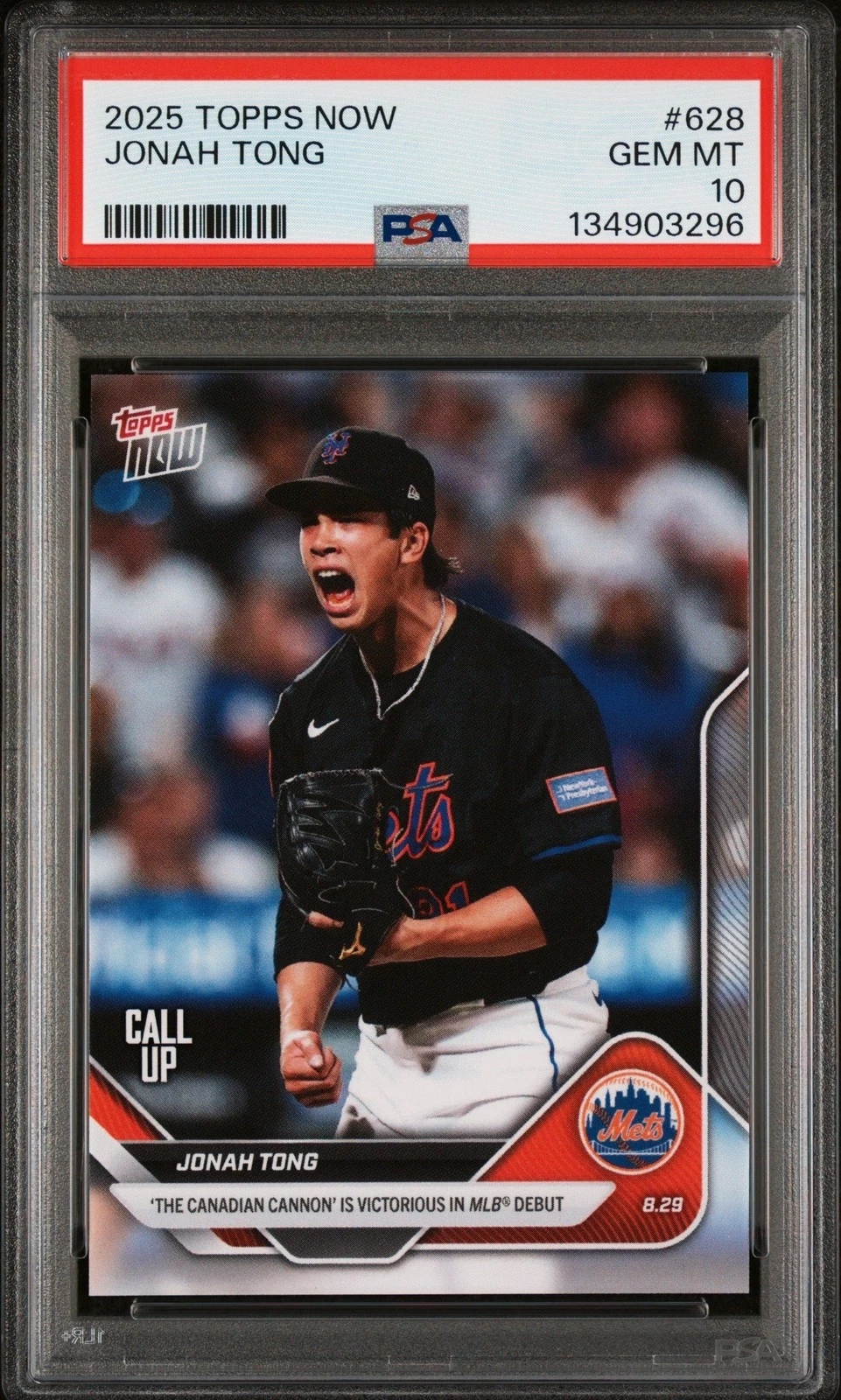 Graded 2025 Topps Now Jonah Tong #628 Rookie RC Card PSA 10 Gem Mint
