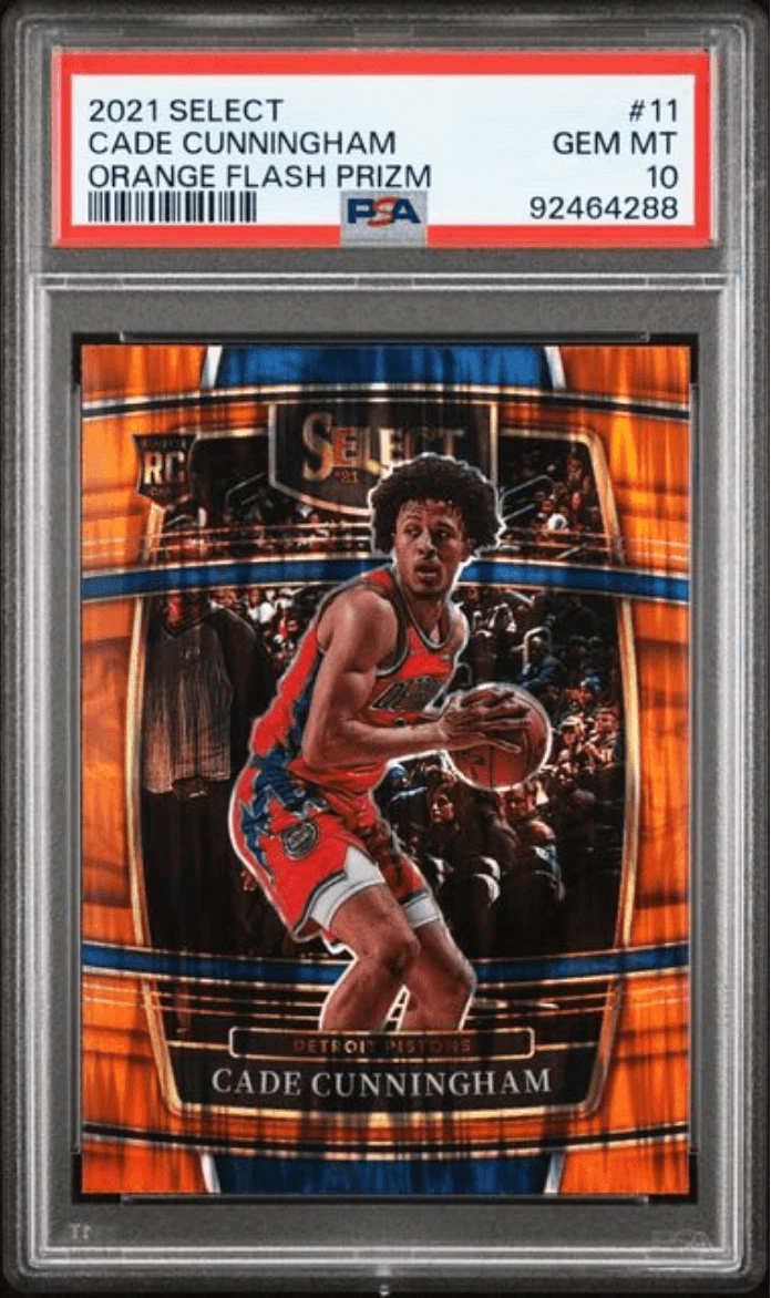 Graded 2021 Panini Select Cade Cunningham #11 Orange Flash RC Card PSA 10
