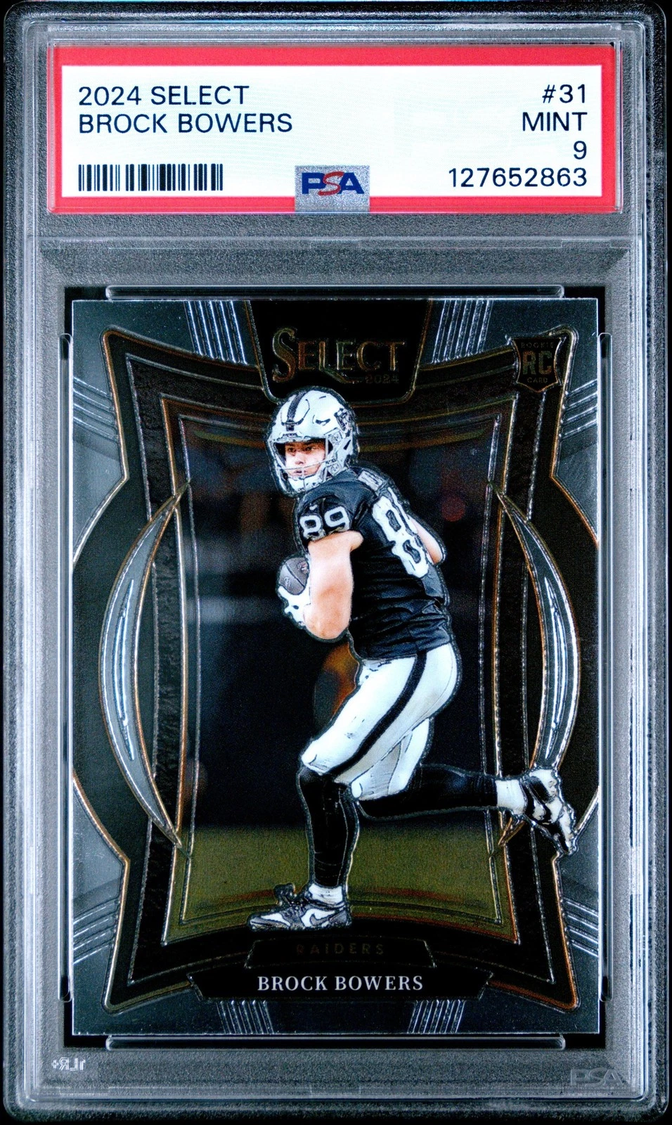 Graded 2024 Panini Select Brock Bowers #31 Rookie RC Card PSA 9 Mint