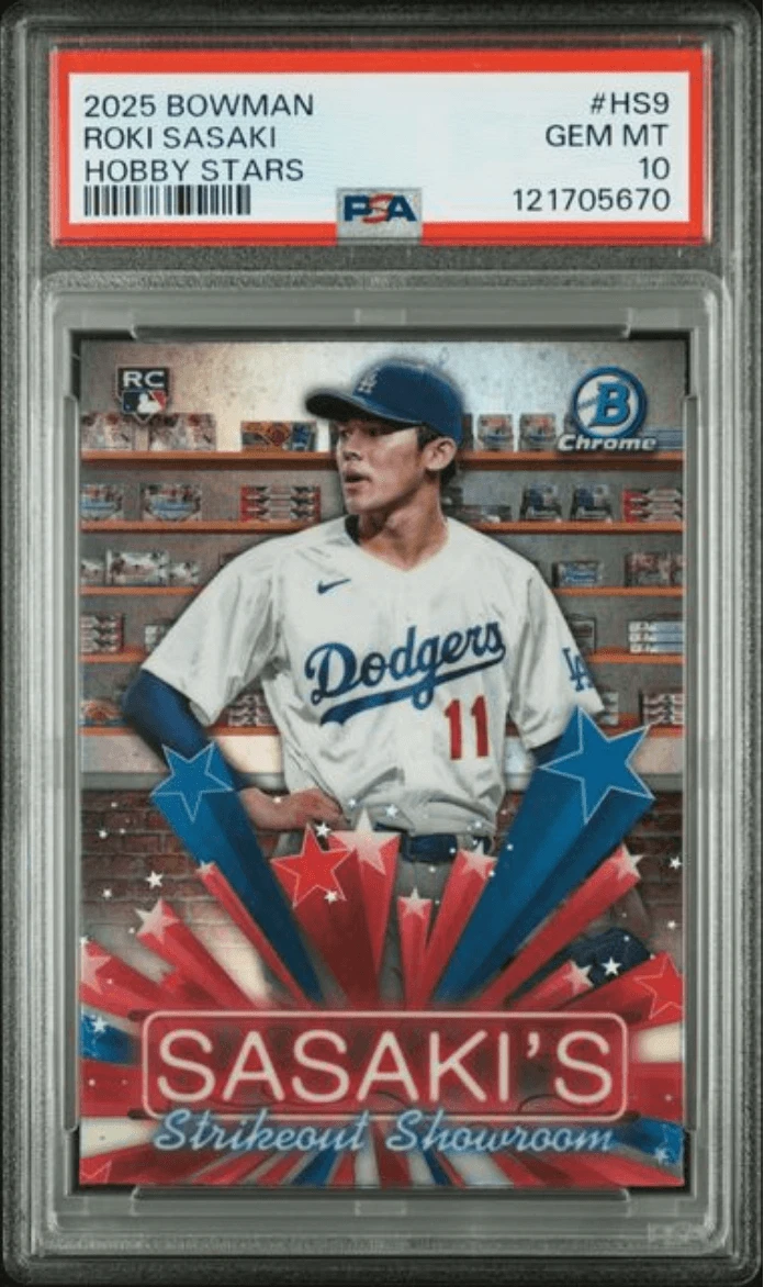 Graded 2025 Topps Bowman Roki Sasaki #HS9 Hobby Stars Rookie Card PSA 10