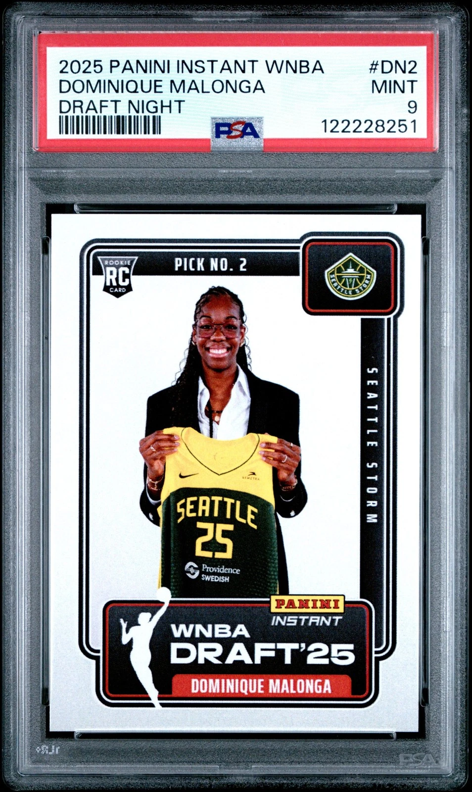 Graded 2025 Panini Dominque Malonga #DN2 Draft Night RC Card PSA 9