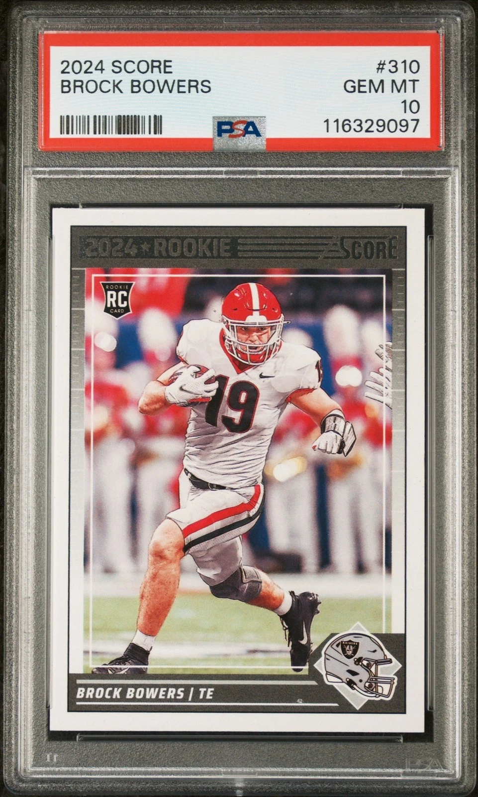 Graded 2024 Panini Score Brock Bowers #310 Rookie RC Football Card PSA 10
