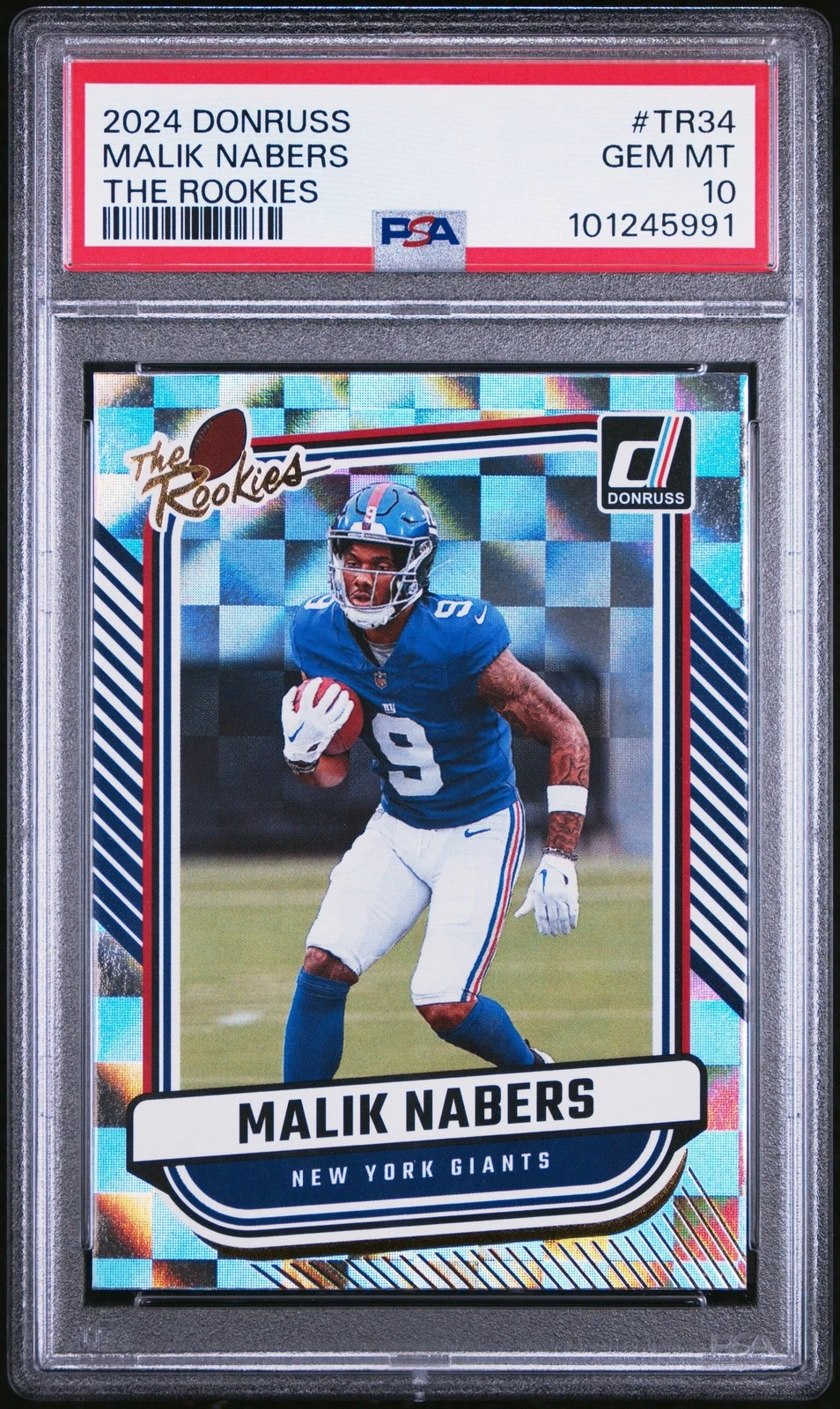 Graded 2024 Donruss Malik Nabers #TR34 The Rookies RC Football Card PSA 10