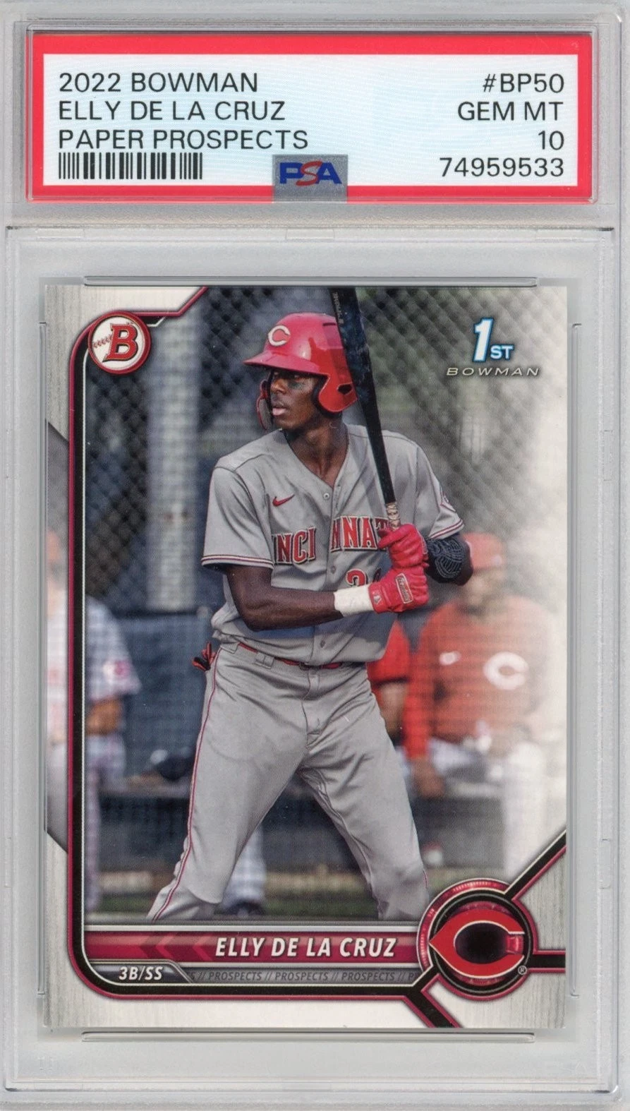 Graded 2022 Bowman Paper Prospects Elly De La Cruz #BP50 Rookie Card PSA 10