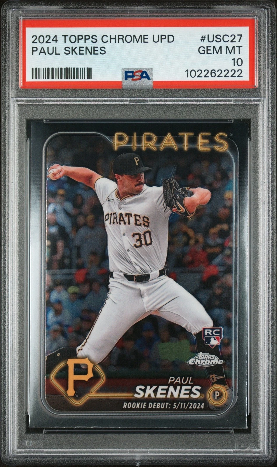 Graded 2024 Topps Chrome Update Paul Skenes #USC27 Rookie Card PSA 10