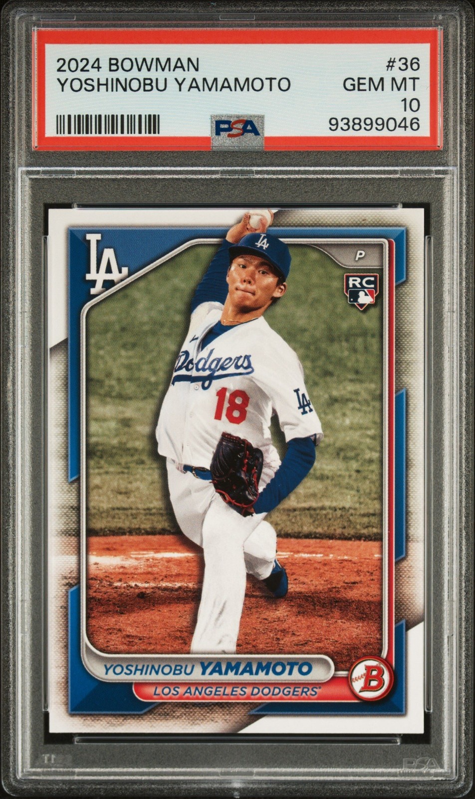 Graded 2024 Topps Bowman Yoshinobu Yamamoto #36 Rookie RC Card PSA 10
