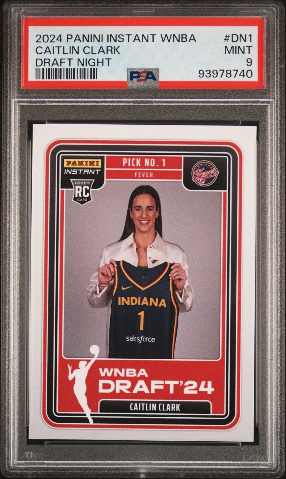 Graded 2024 Panini Instant Caitlin Clark #DN1 Draft Night Rookie Card PSA 9