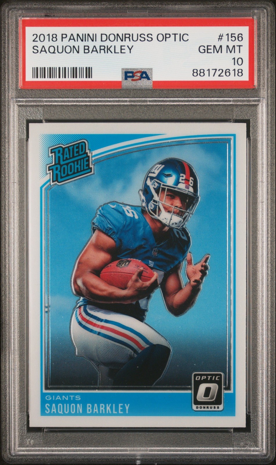 Graded 2018 Panini Donruss Optic Saquon Barkley #156 Rookie Card PSA 10
