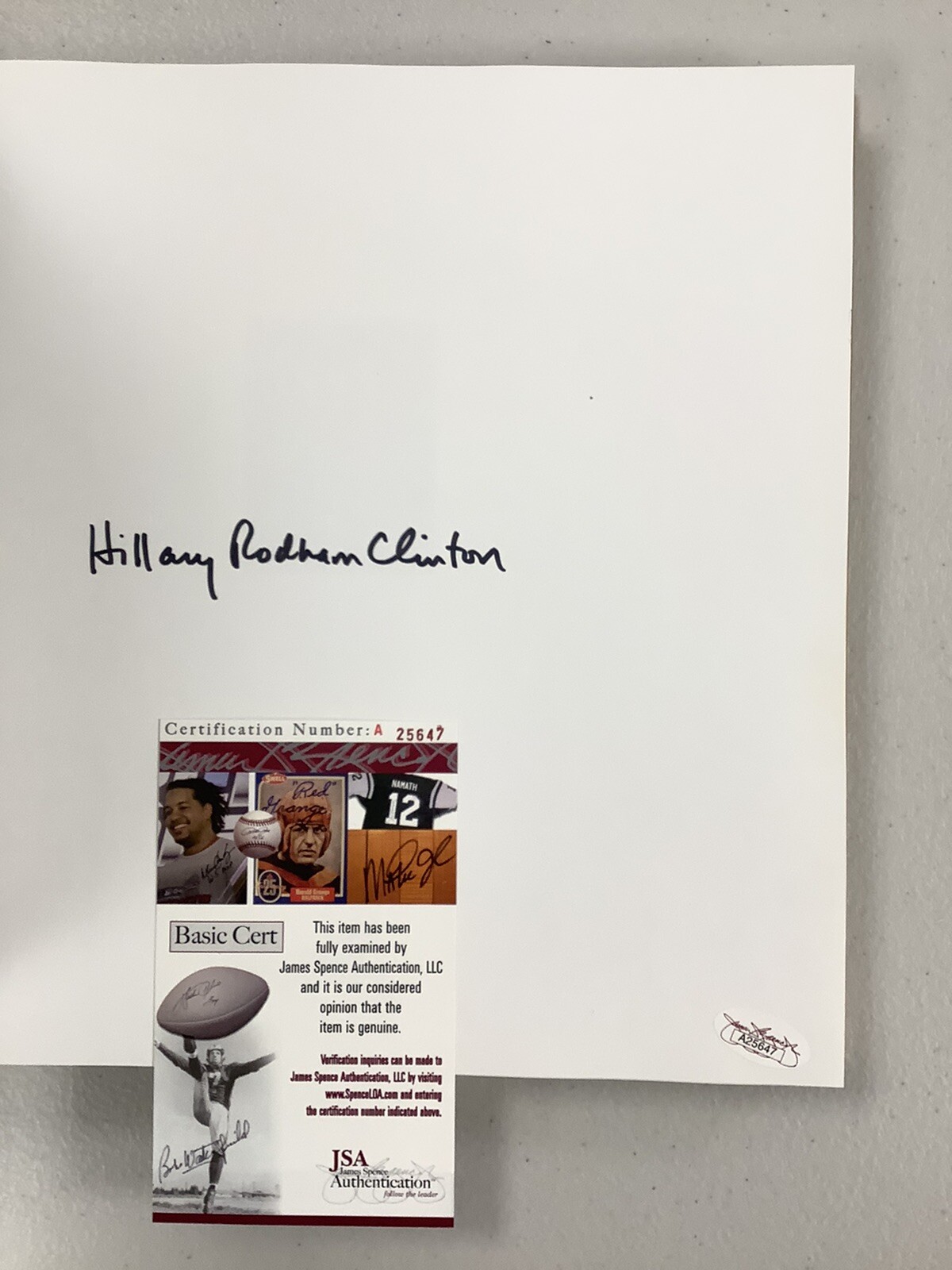 Hillary Rodham Clinton Signed Book Invitation To The White House JSA Autograph