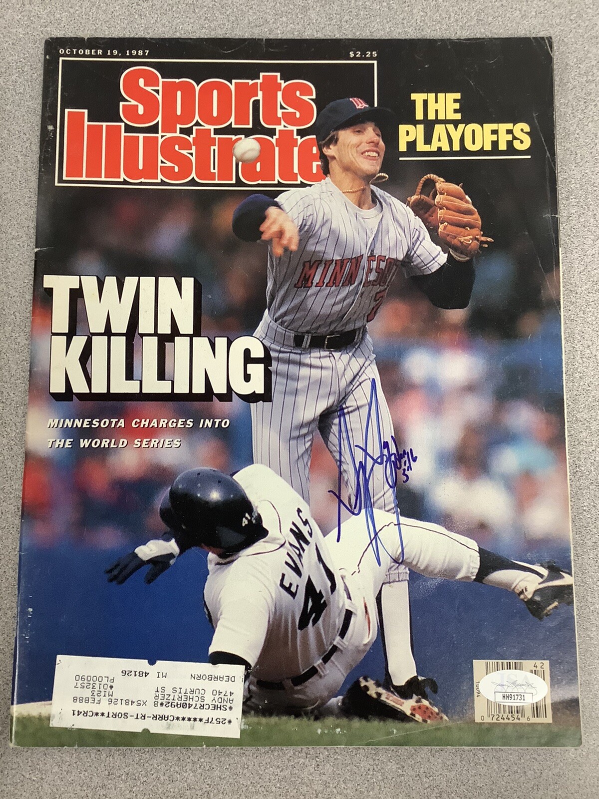 Greg Gagne Signed Sports Illustrated Mag Baseball Autograph JSA 10/19/87