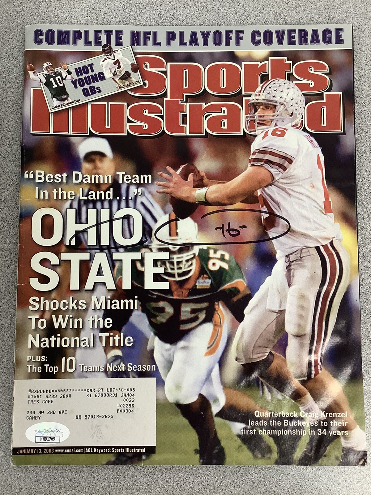 Craig Krenzel Signed Sports Illustrated Mag Ohio State Autograph JSA 1/13/03