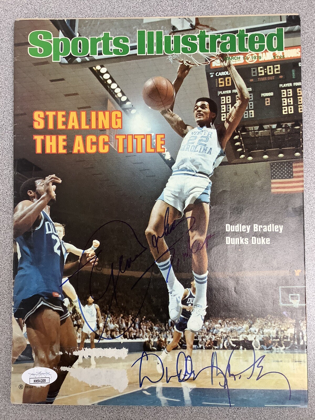 Dudley Bradley Signed Sports Illustrated Basketball NC Auto JSA 3/12/79 Plus 1