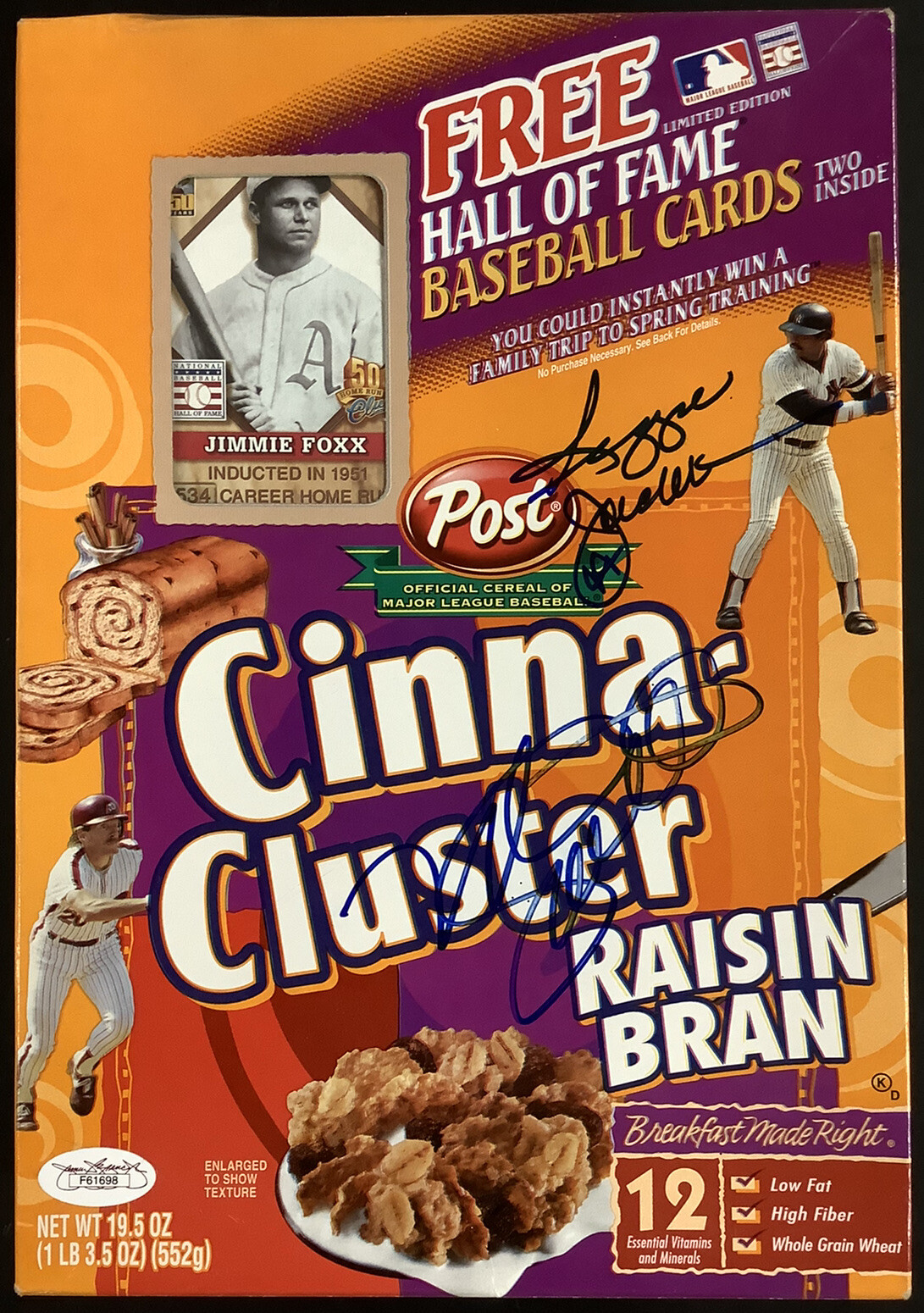 Mike Schmidt Signed Cereal Box Baseball Autograph w/ Reggie Jackson HOF JSA