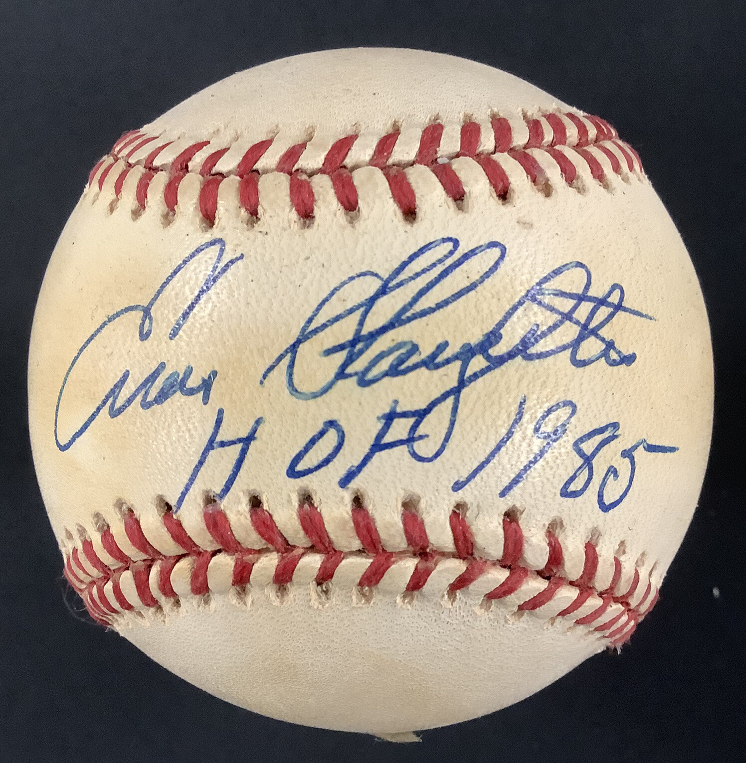 Enos Slaughter Signed Baseball Rawlings Cardinals Autograph HOF 1985 Inscr JSA 1