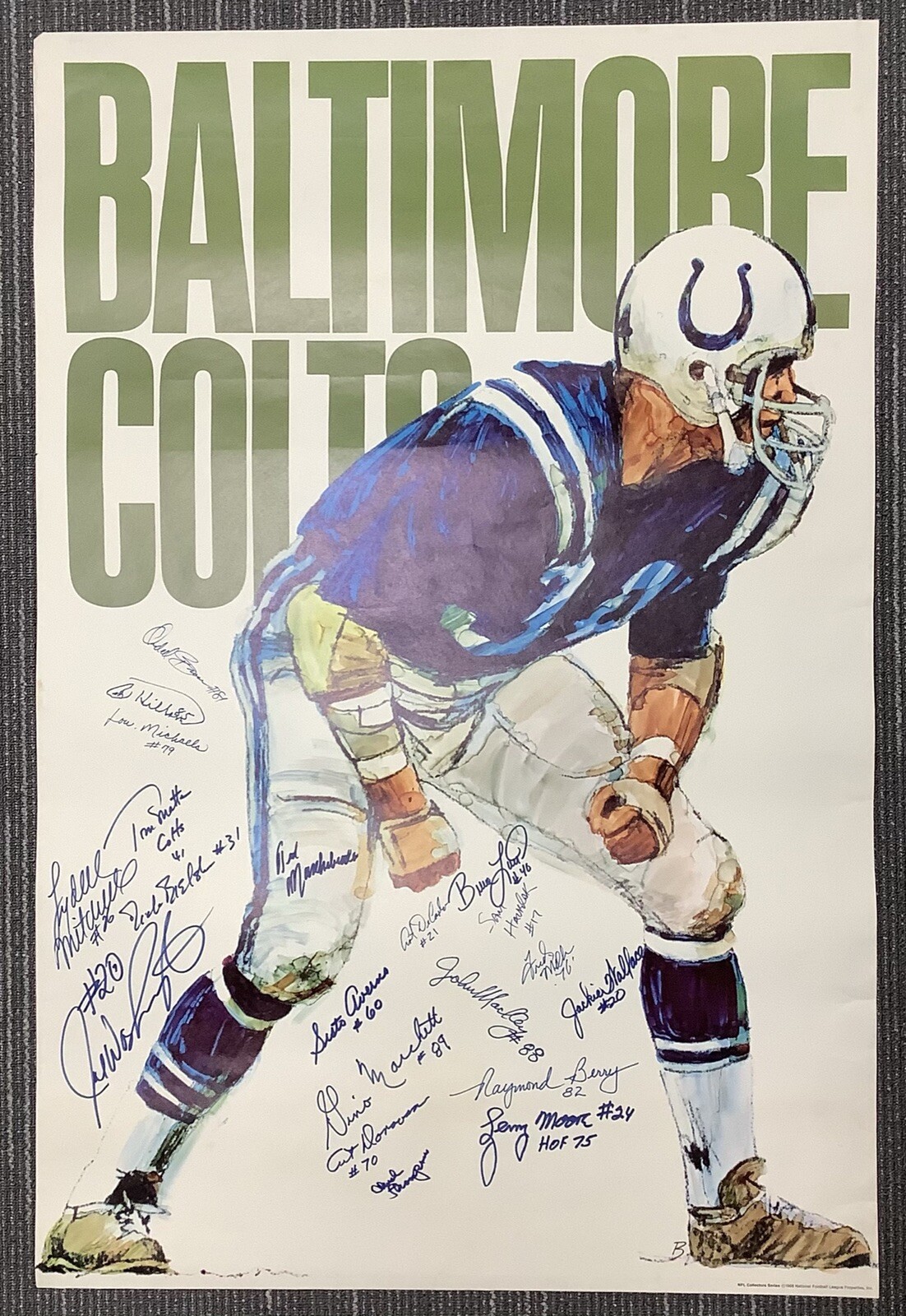 1968 Baltimore Colts Signed NFL Football Poster 24x36 20 Autographs HOF JSA LOA