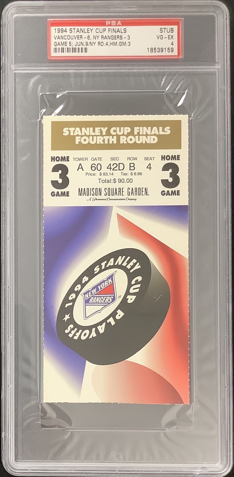 1994 Stanley Cup Finals Ticket Stub 6/9/94 Game 5 PSA/DNA VG-EX 4 NY Rangers