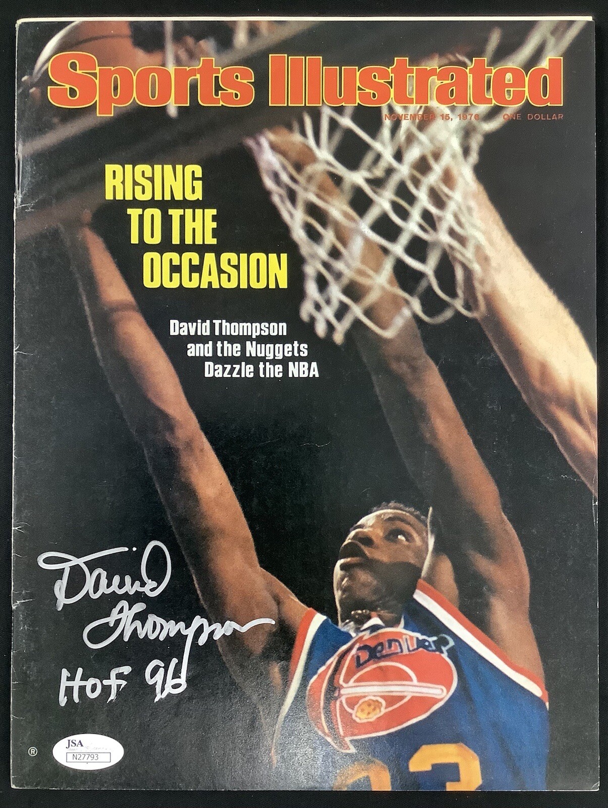 David Thompson Signed Sports Illustrated Mag 11/15/76 No Label Nuggets Auto JSA