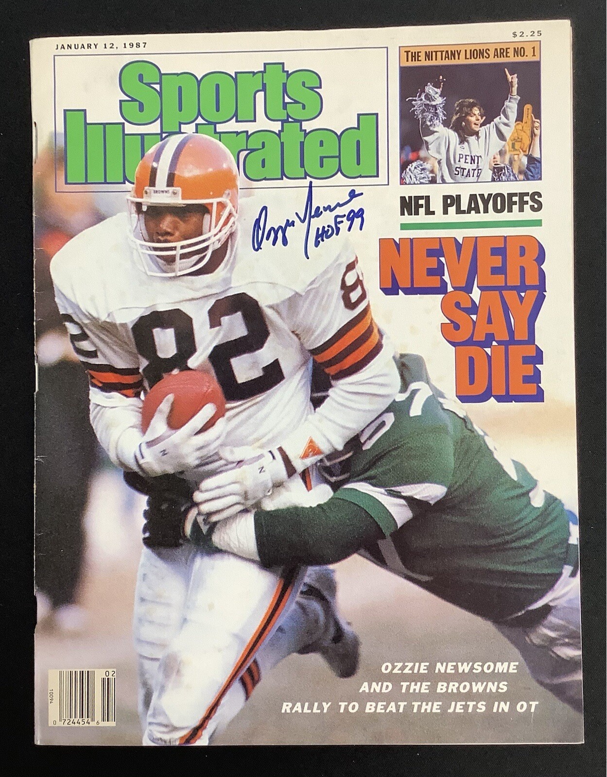 Ozzie Newsome Signed Sports Illustrated 1/12/87 No Label Browns Auto HOF JSA