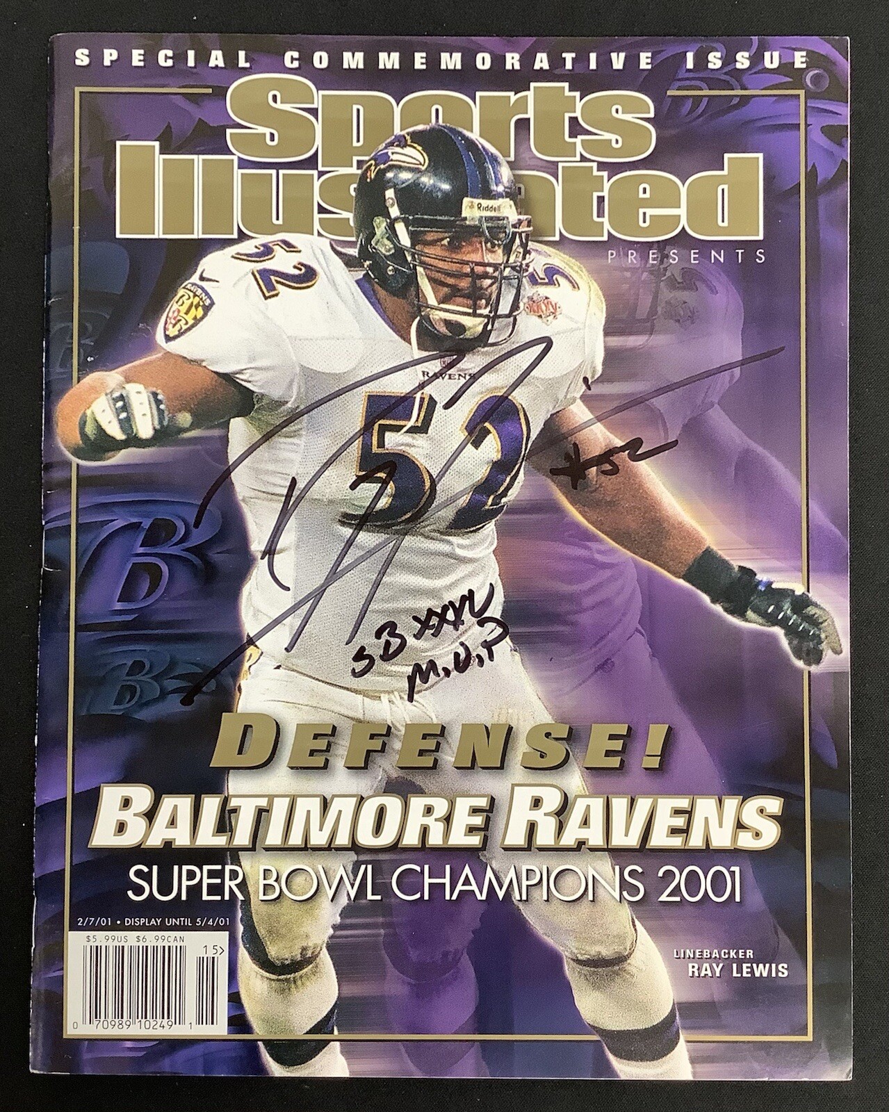 Ray Lewis Signed Sports Illustrated 2/7/01 No Label Ravens Autograph HOF JSA