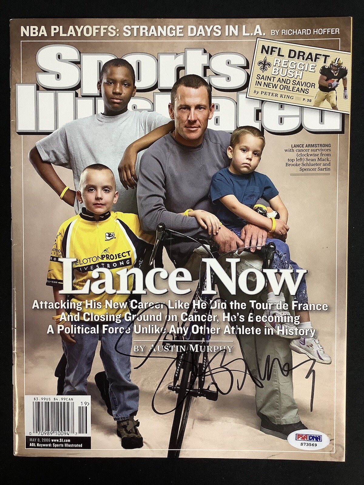 Lance Armstrong Signed Sports Illustrated 5/8/06 NoLabel Cycling Auto PSA/DNA